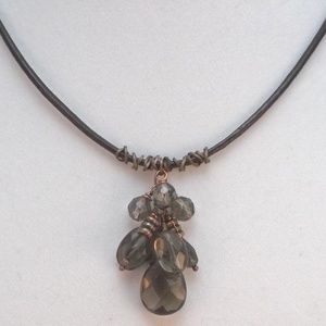 Smoky Quartz and Copper Cluster Pendant Necklace